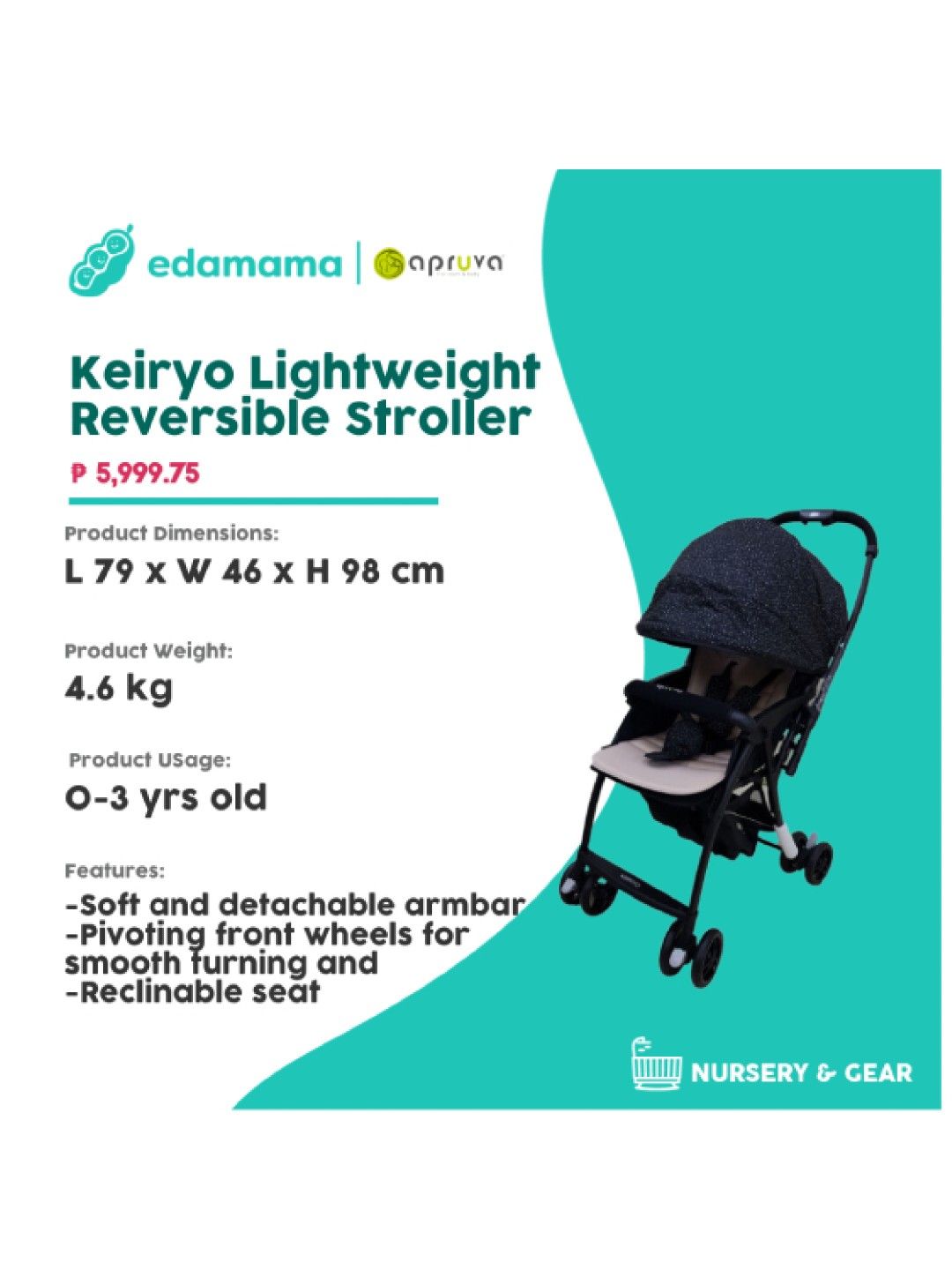Apruva Keiryo Lightweight Reversible Stroller edamama
